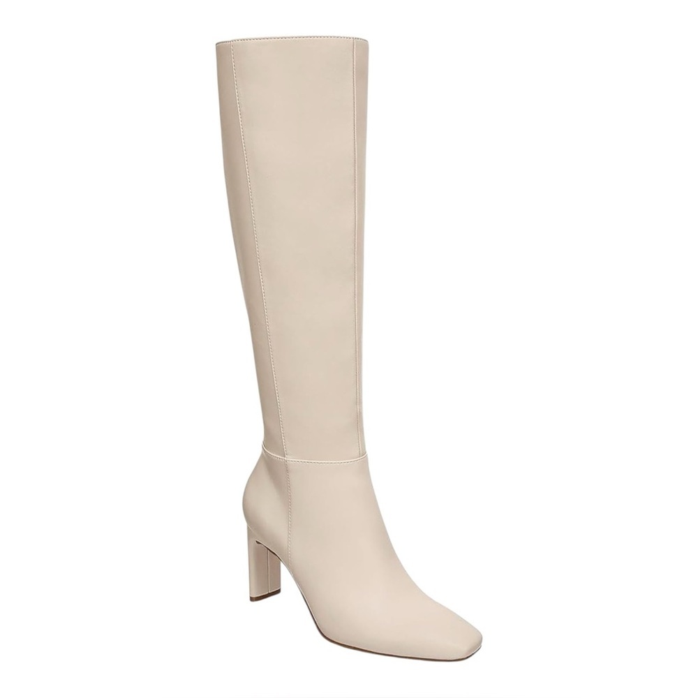 Alfani Womens Tristanne Faux Leather Tall Knee-High Boots Ivory